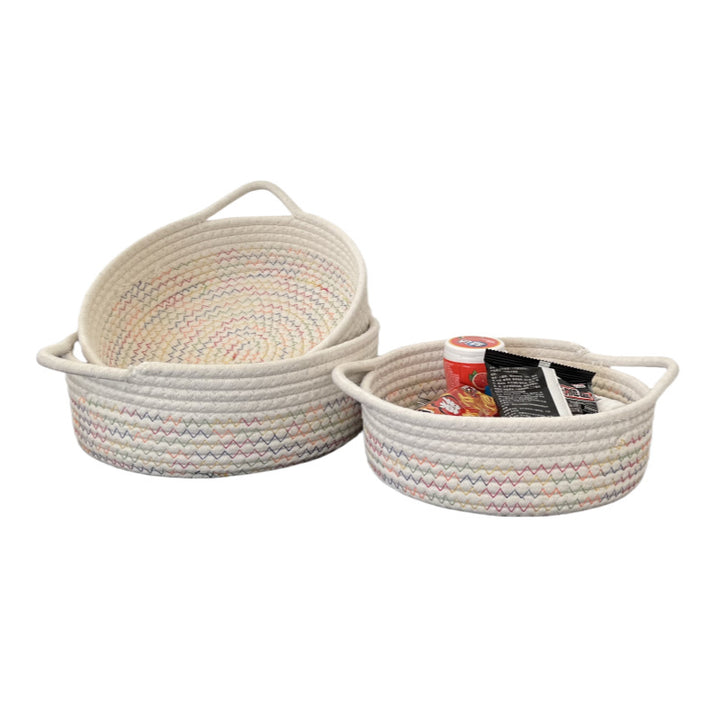 Women Practical Storage Basket with Colorful Zigzag Pattern Bowlift