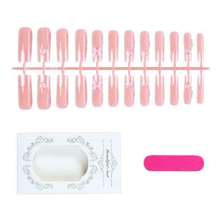 Decorative Press-On Nail Art Set with Pearls and Bows Bowlift