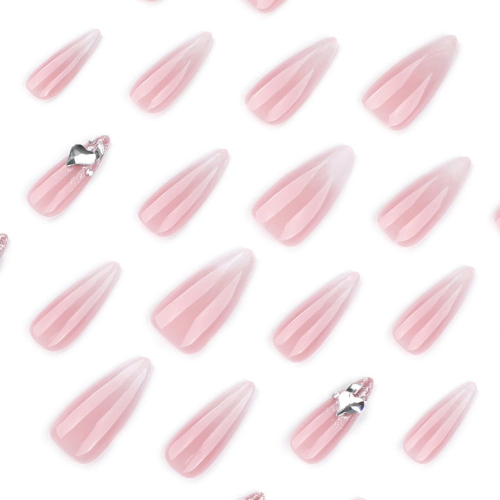Elegant Stiletto Artificial Nails with Glitter Accents Bowlift