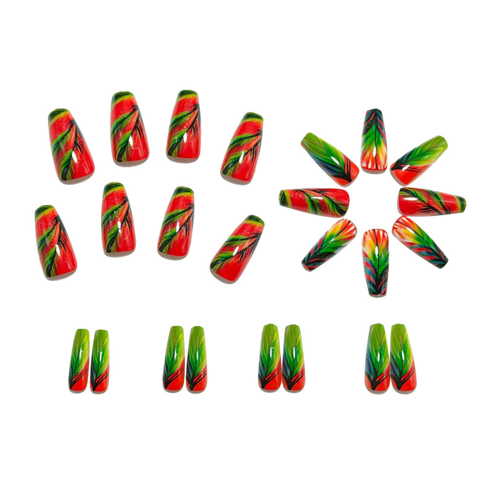 Creative artificial nails with tropical leaf design Bowlift