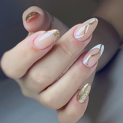Artful nail art with elegant gold design Bowlift