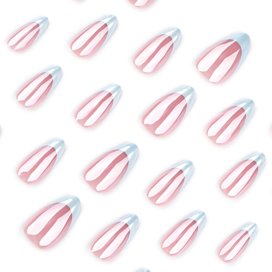 Elegant stiletto nails with high-gloss French tip design Bowlift