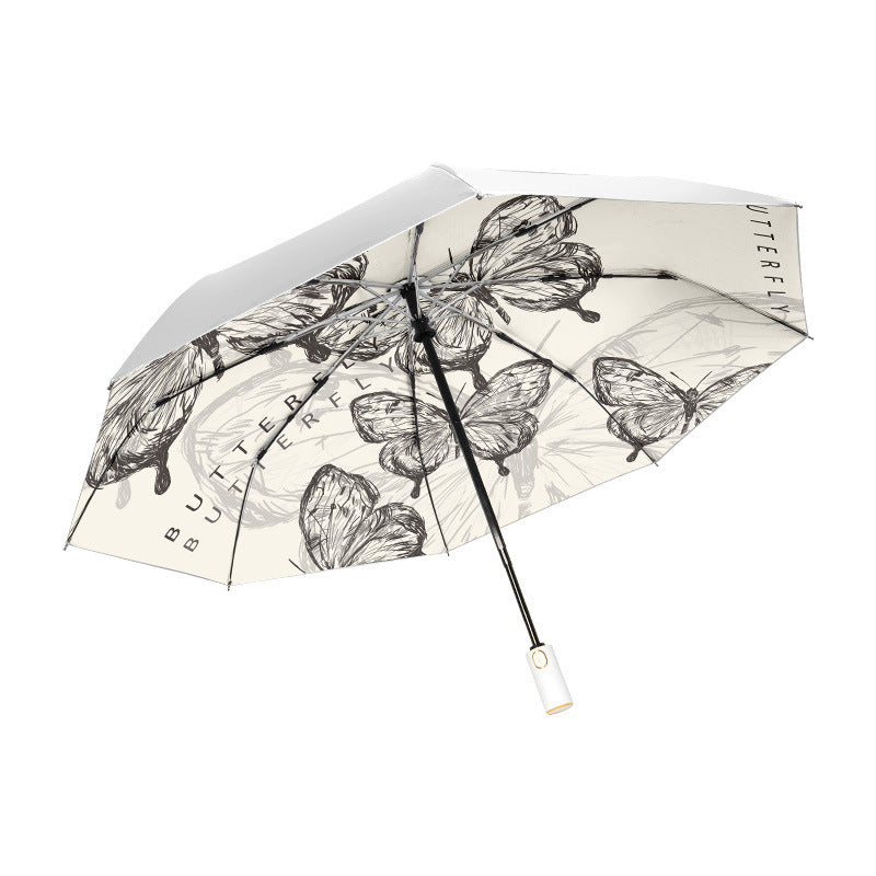 Ladies' compact folding umbrella with delicate butterfly design Bowlift