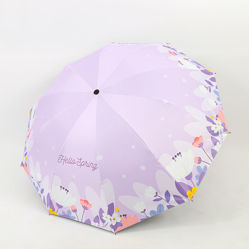 Women's Folding Umbrella with Floral Design Bowlift