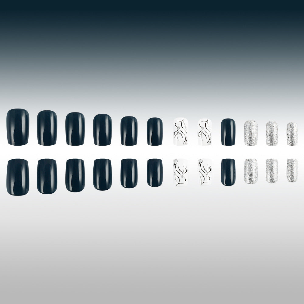 Elegant Marble and Glitter Press-On Nails Bowlift