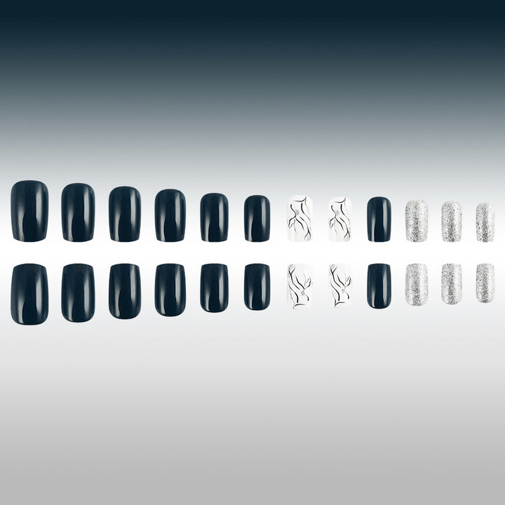 Elegant Marble and Glitter Press-On Nails Bowlift