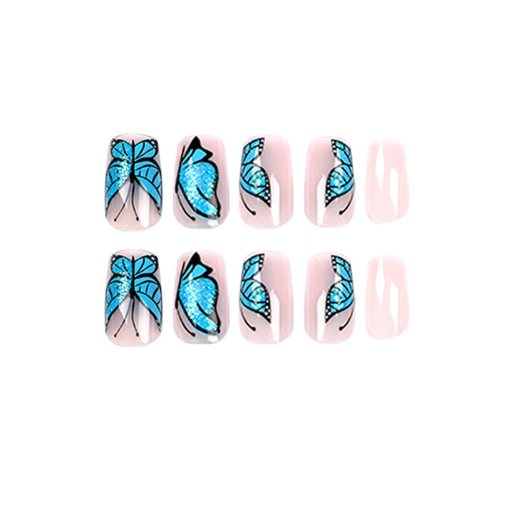 Artificial Nail Art Design with Butterfly Motif Bowlift