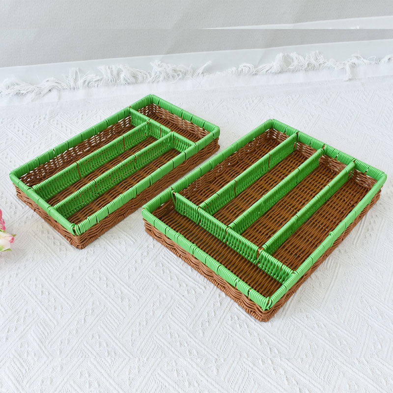 Stylish Multi-Compartment Woven Storage Organizer Bowlift