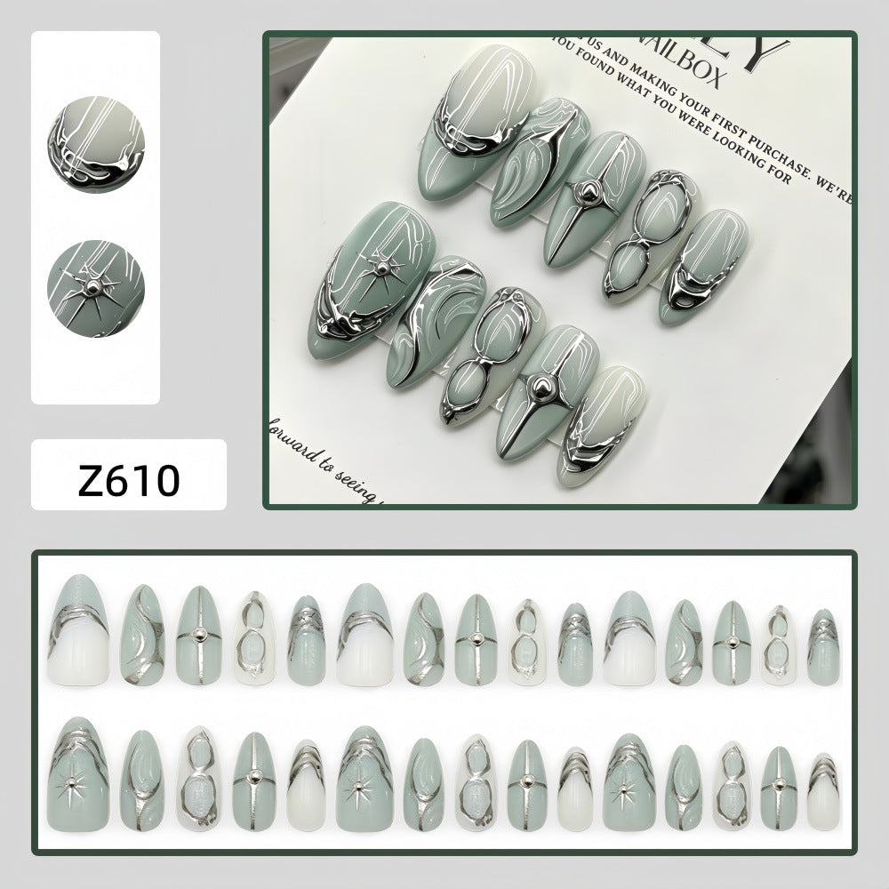 Elegant Artificial Nails with Artistic Accents Bowlift