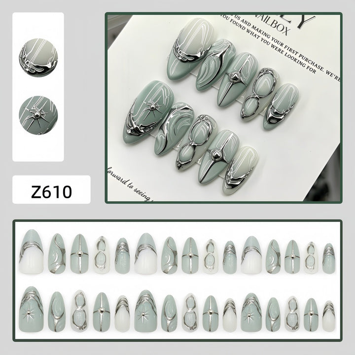 Elegant Artificial Nails with Artistic Accents Bowlift