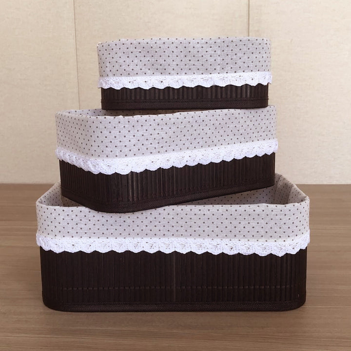 Storage baskets with decorative fabric insert Bowlift