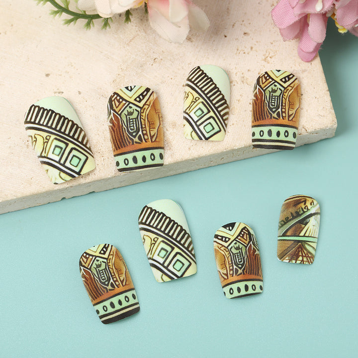 Artificial nails with creative ethnic design Bowlift