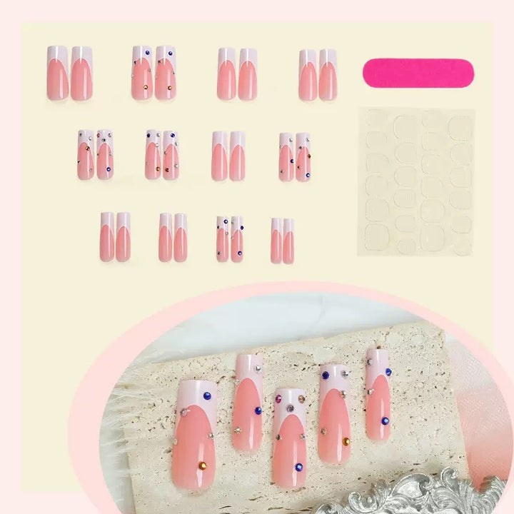 Artificial nails with sparkling rhinestone accents Bowlift