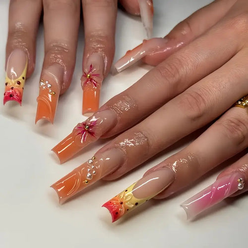Artistic Floral Nail Enhancements Bowlift