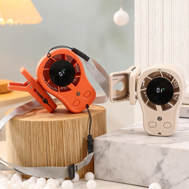 Women's Portable Clip Fan with LED Temperature Display Bowlift