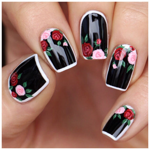 Artificial nails in floral vintage design Bowlift