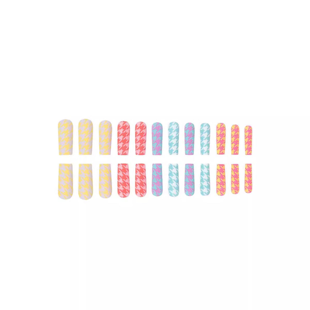 Fashionable houndstooth pattern artificial nail set Bowlift