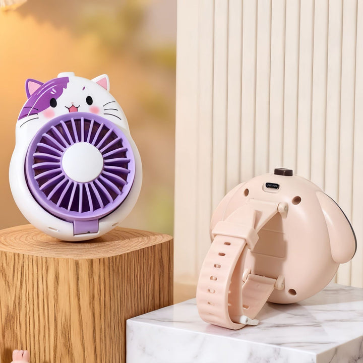 Ladies Hand Fan in playful dog design Bowlift