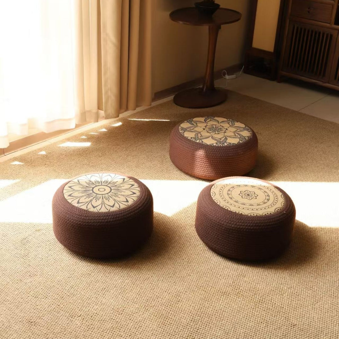 Decorative seating pouf with stylish floral design Bowlift