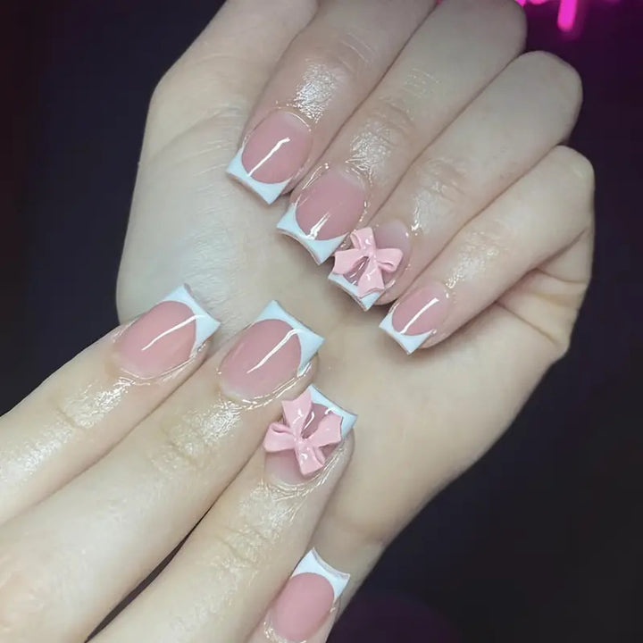 Charming Bow-Embellished Press-On Nail Art Bowlift