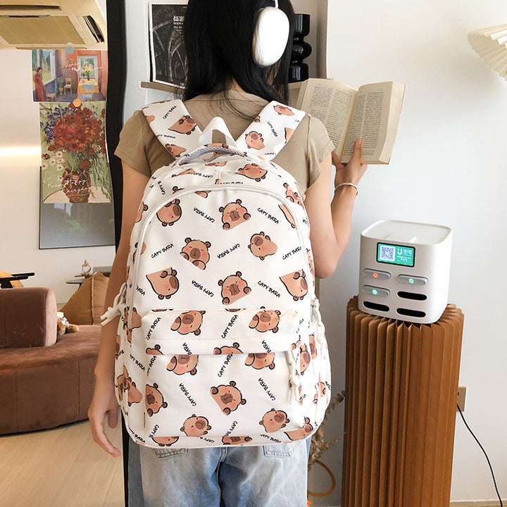 Backpack with Child-Friendly Capybara Design and Practical Compartments Bowlift