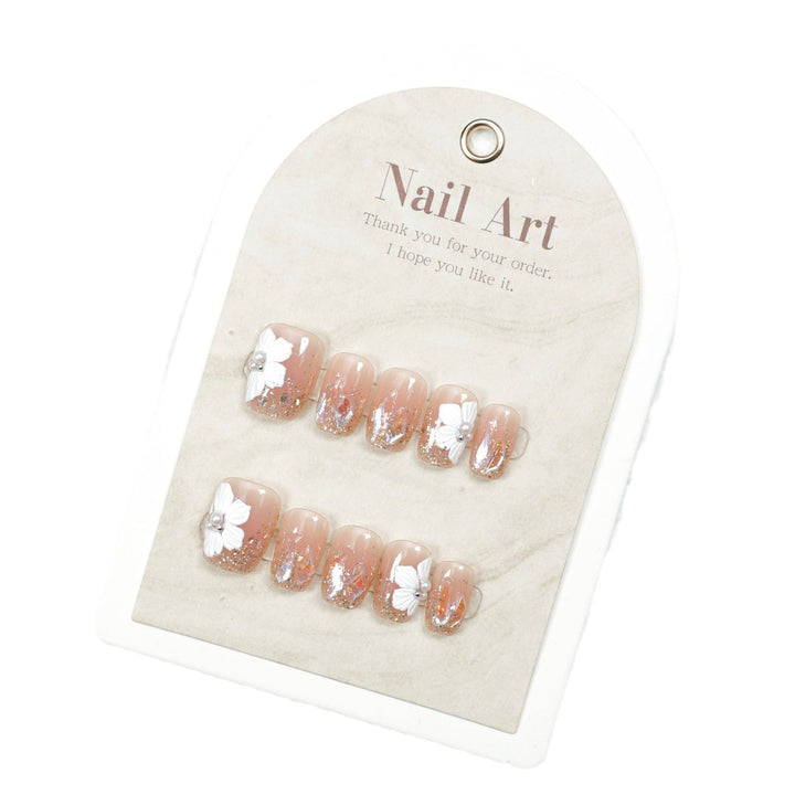 Artistic Floral-Embellished Press-On Nail Design Bowlift