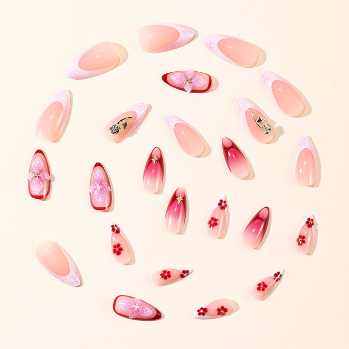 Elegant 3D Floral Acrylic Nail Art Extensions Bowlift