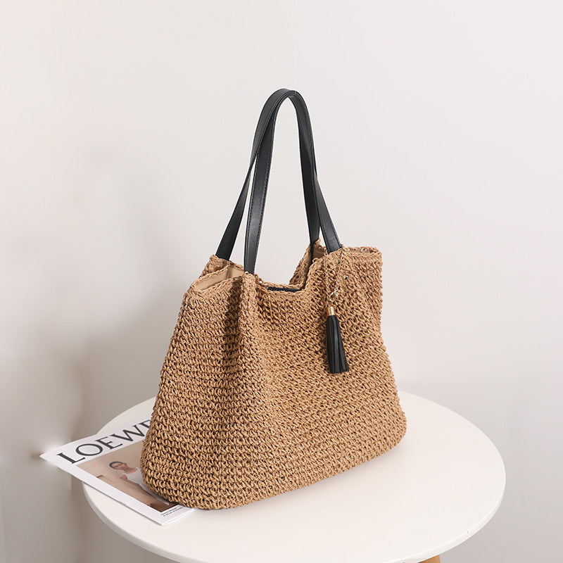 Durable basket bag with synthetic leather handle reinforcement Bowlift