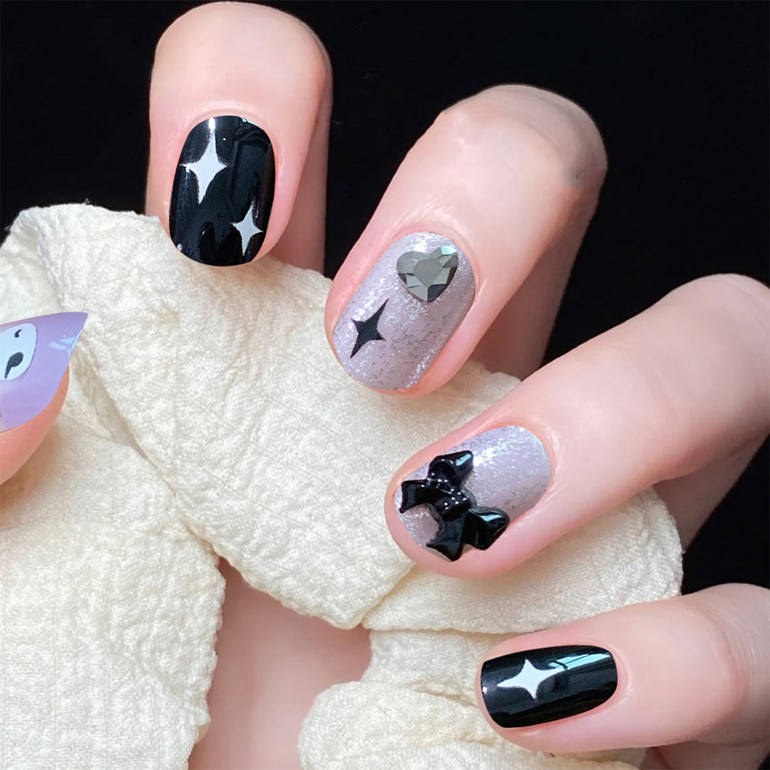Artful Nail Art with Bow and Heart Design Bowlift