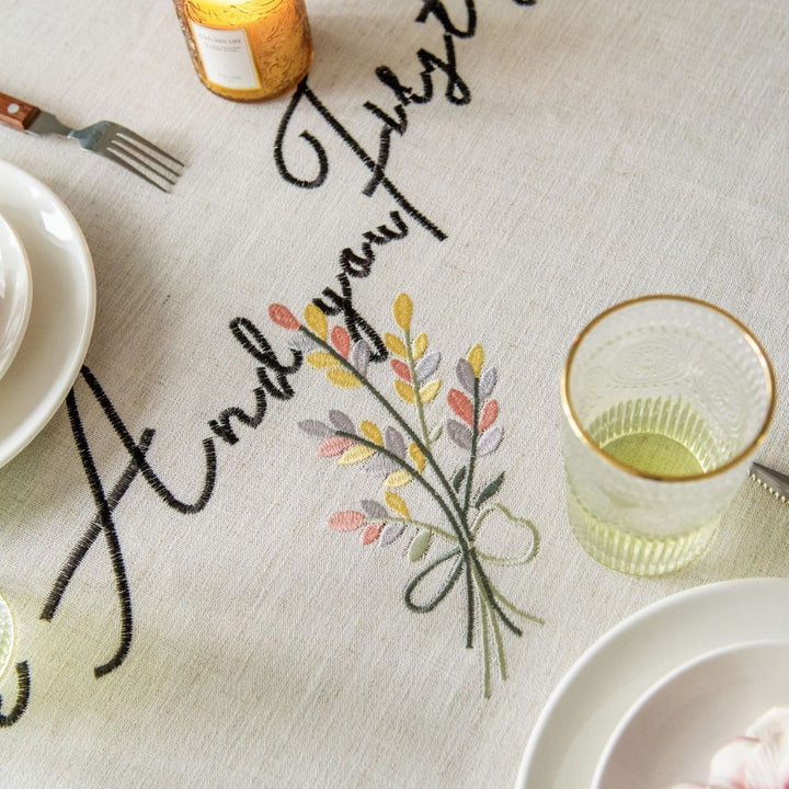 Embroidered Tablecloth with Decorative Fringe