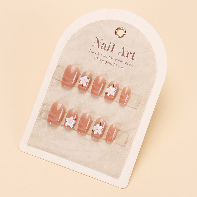 Elegant Long Press-On Nails Set with Artistic Tips Bowlift