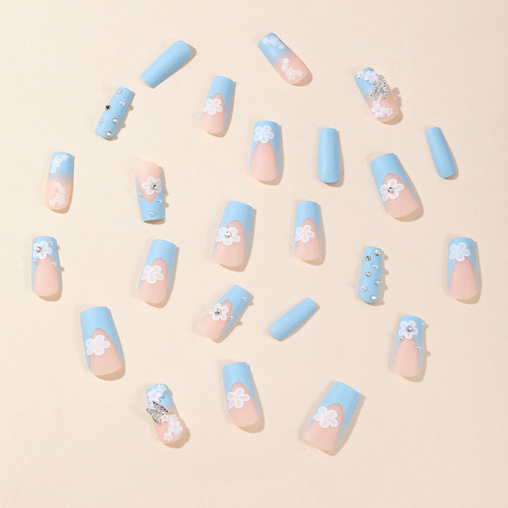 Decorative Floral Acrylic Nail Extensions Bowlift
