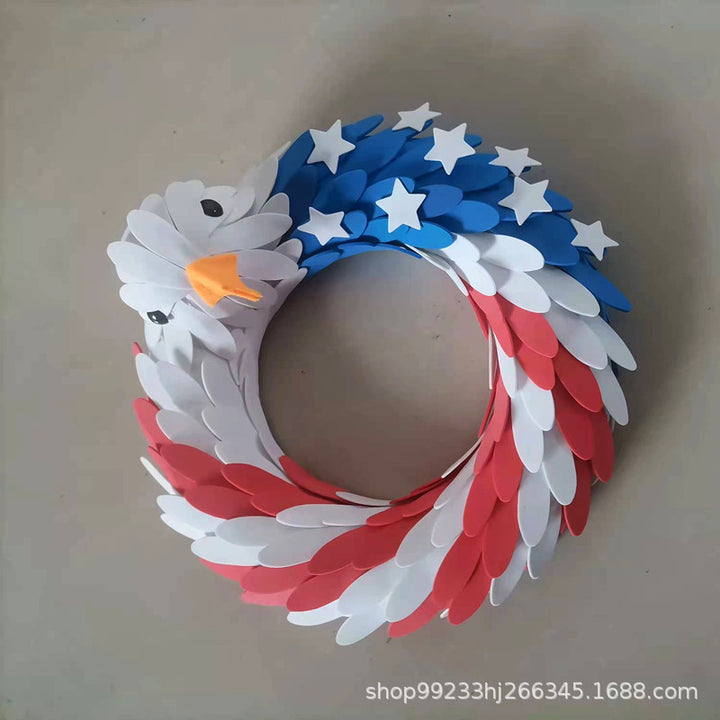 Unisex nan handcrafted patriotic eagle door wreath with layered feather effect Bowlift