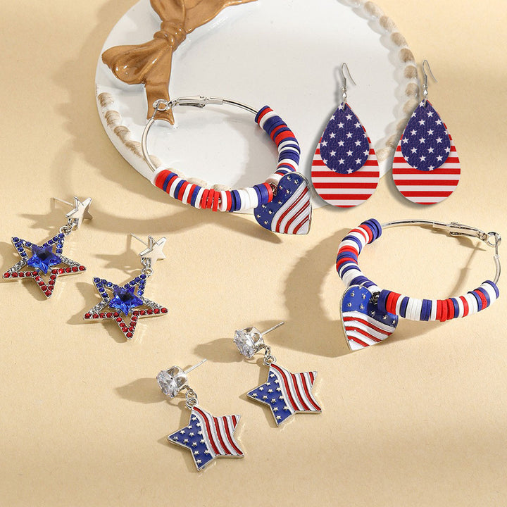 Ladies nan glittering star drop earrings with faceted central stone and rhinestone accents, nickel-free Bowlift
