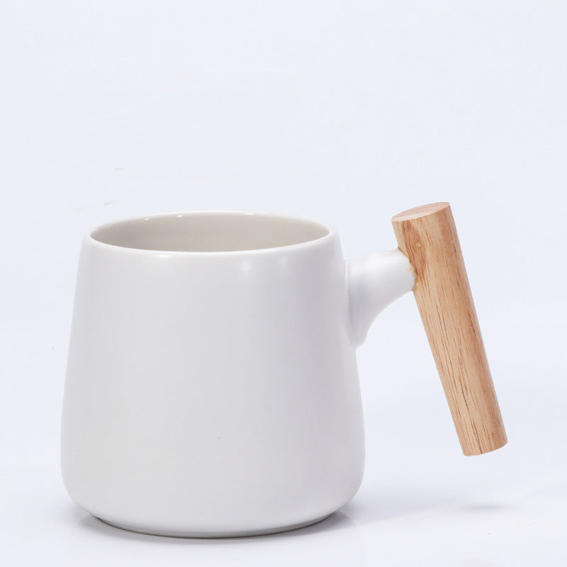 Ceramic Coffee Mug Gift Set with Bamboo Lid Ergonomic Wooden Handle and Gold Spoon Bowlift