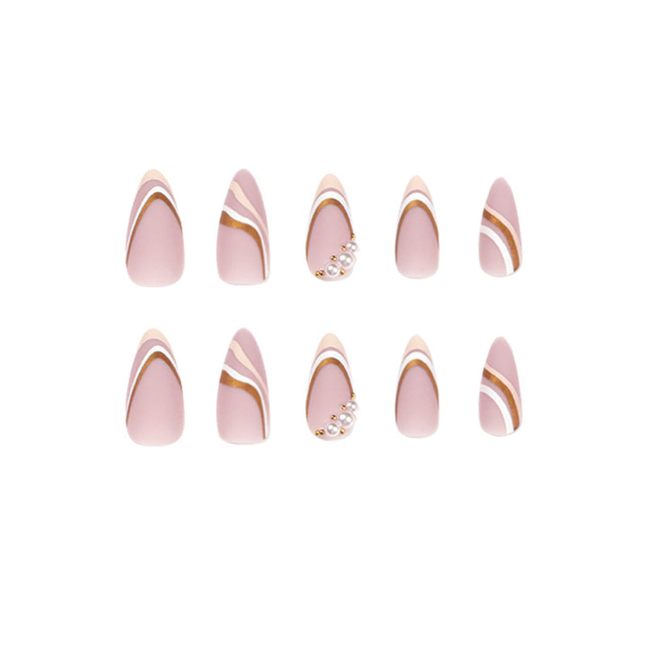 Artistic stiletto nails with elegant wave design Bowlift