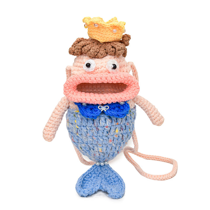 Cute Fish-Shaped Crochet Mini Crossbody Bag