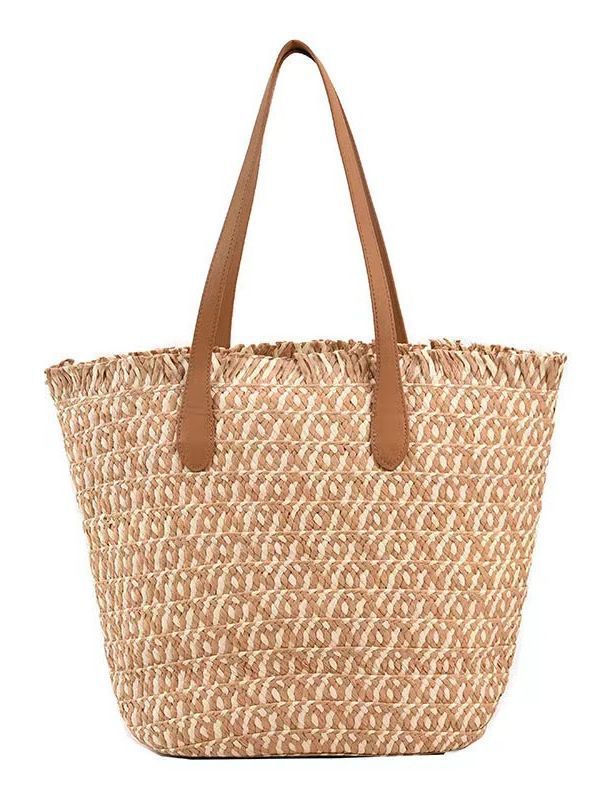 Designer Tote Bag Made of Woven Material with Modern Accents Bowlift