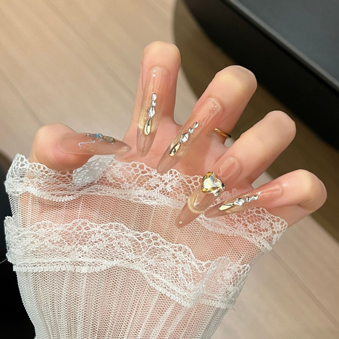 Elegant Floral Design Press-On Nail Extensions Bowlift