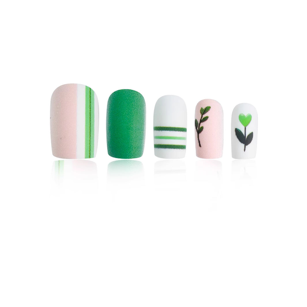 Botanical-Themed Press-On Nail Art Bowlift