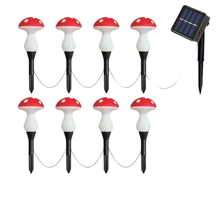 Whimsical Mushroom Pathway Stake String Lights With Ceramic-Style Caps And Warm LED Illumination Bowlift