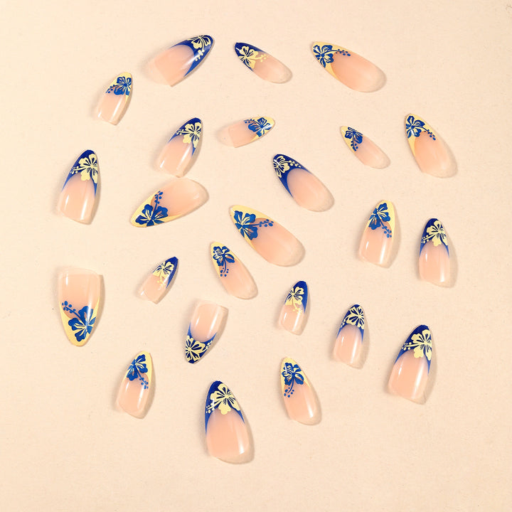 Floral Art French Tip Nail Set Bowlift
