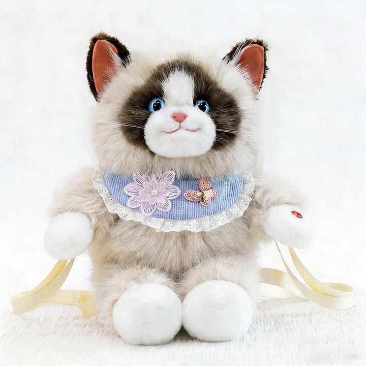 Plush Cat-Themed Backpack Bowlift