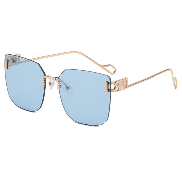 Women elegant square sunglasses with gold-colored metal frame Bowlift