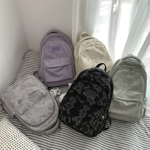 Backpack Made of Durable Nylon with Cute Bear Pattern Bowlift