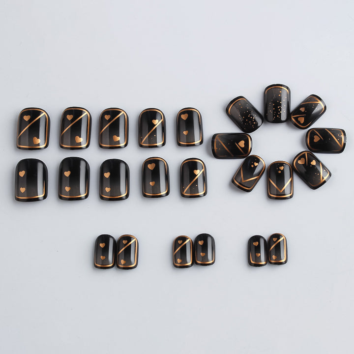 Elegant Heart-Embellished Press-On Nails Bowlift