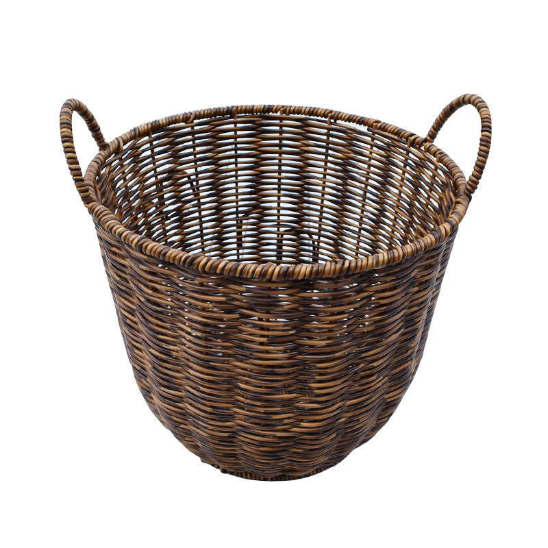 Artisan Woven Round Storage Basket Bowlift