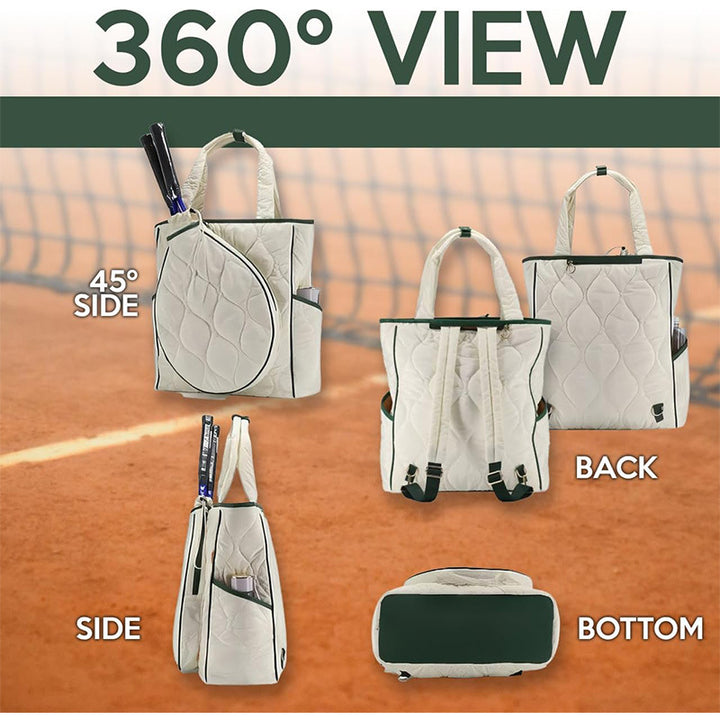 Sporty tennis bag with integrated racket and accessory compartment Bowlift
