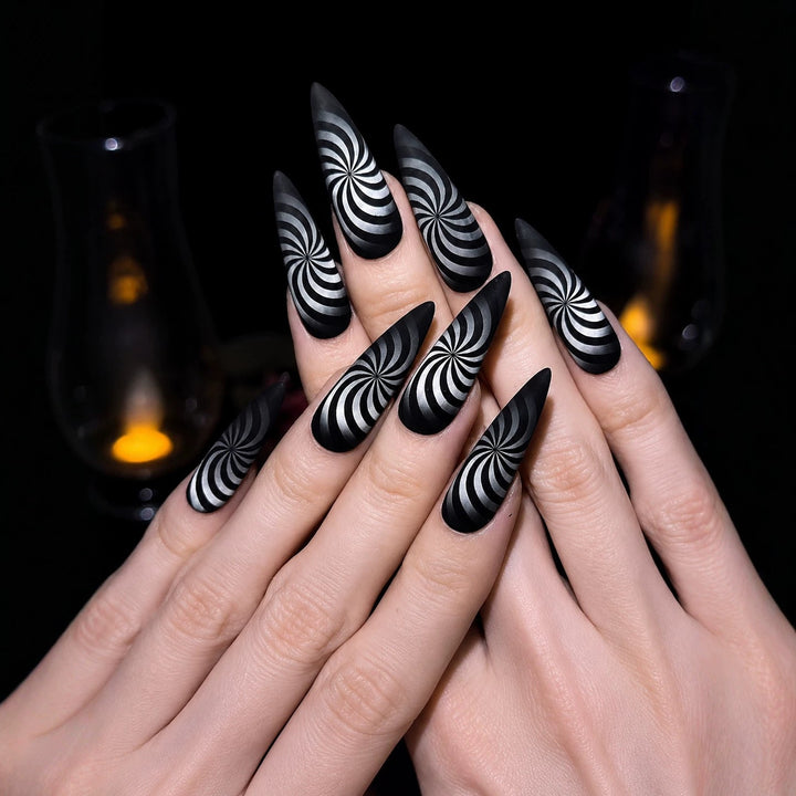 Artistic Spiral Design Nail Enhancements Bowlift