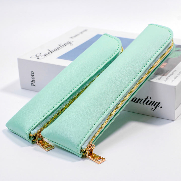 Premium Leather Zippered Pencil Case Bowlift